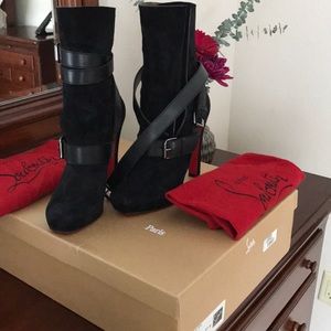 Christian Louboutin Black Suede Ankle Boots